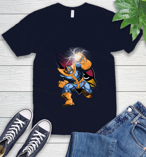 Arizona Cardinals NFL Football Thanos Avengers Infinity War Marvel V-Neck T-Shirt 2