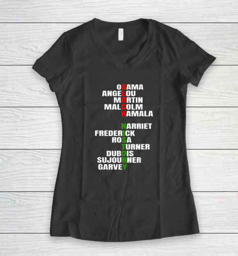 Obama Angelou Inspirational African Black History Month Women's V-Neck T-Shirt 4