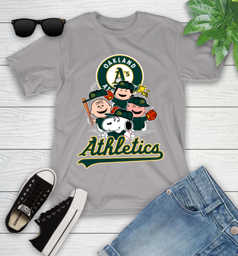 MLB Oakland Athletics Snoopy Charlie Brown Woodstock The Peanuts Movie Baseball T Shirt_000 Youth T-Shirt 4