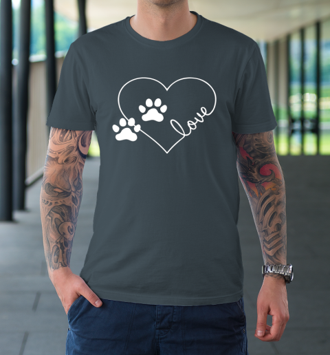Cute Love Hearts Valentine Day Paw Print Dog Owner Dog Lover T-Shirt 12