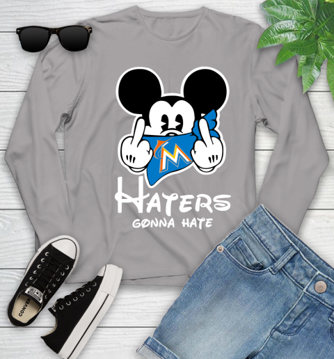 MLB Miami Marlins Haters Gonna Hate Mickey Mouse Disney Baseball T Shirt_000 Youth Long Sleeve 5
