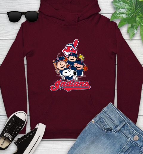 MLB Cleveland Indians Snoopy Charlie Brown Woodstock The Peanuts Movie Baseball T Shirt_000 Youth Hoodie 7