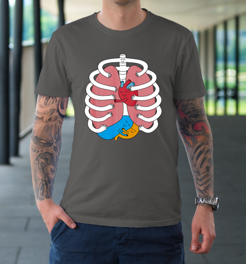 Hugging Anatomy Shirt Costume Funny Skeleton Organ Hug T Shirt Tee For Sports