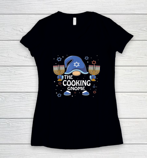 Funny The Cooking Gnome Hanukkah Matching Family Pajama Women's V-Neck T-Shirt