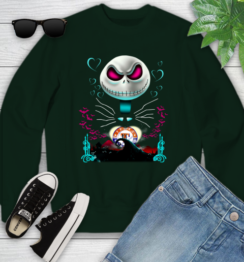 MLB Texas Rangers Jack Skellington Sally The Nightmare Before Christmas Baseball Youth Sweatshirt 9