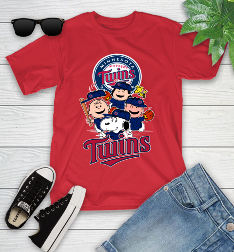 MLB Minnesota Twins Snoopy Charlie Brown Woodstock The Peanuts Movie Baseball T Shirt_000 Youth T-Shirt 13