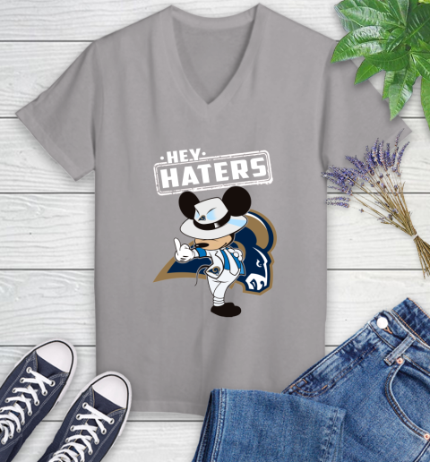 NFL Hey Haters Mickey Football Sports Los Angeles Rams Women's V-Neck T-Shirt 4
