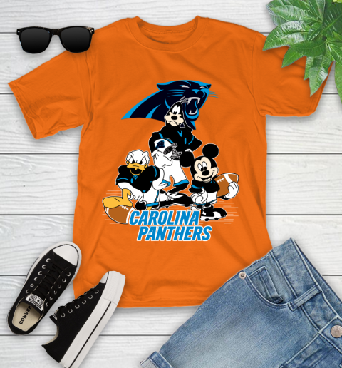 NFL Carolina Panthers Mickey Mouse Donald Duck Goofy Football Shirt Youth T-Shirt 9