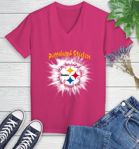 Pittsburgh Steelers NFL Football Adoring Fan Rip Sports Women's V-Neck T-Shirt 9