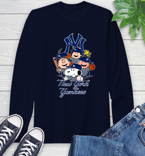 MLB New York Yankees Snoopy Charlie Brown Woodstock The Peanuts Movie Baseball T Shirt_000 Long Sleeve T-Shirt 3
