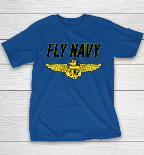 Fly Navy Shirt Pilot Wings Youth T-Shirt 15