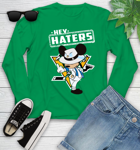 NHL Hey Haters Mickey Hockey Sports Pittsburgh Penguins Youth Long Sleeve 7