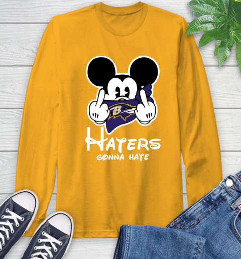 NFL Baltimore Ravens Haters Gonna Hate Mickey Mouse Disney Football T Shirt Long Sleeve T-Shirt 2