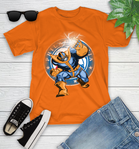 Philadelphia 76ers NBA Basketball Thanos Avengers Infinity War Marvel Youth T-Shirt 9