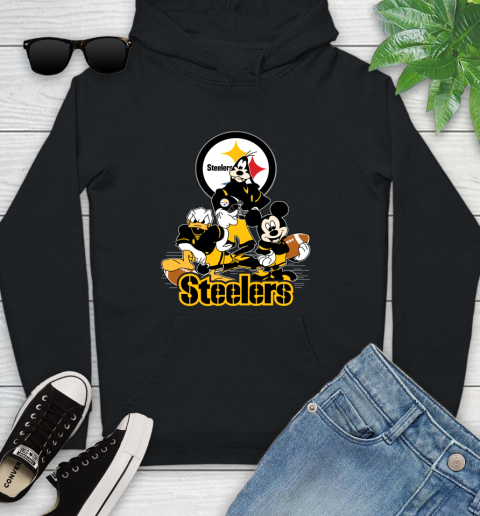 NFL Pittsburgh Steelers Mickey Mouse Donald Duck Goofy Football Shirt Youth Hoodie