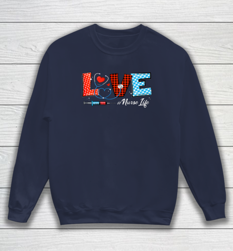 Love Nurselife Valentine Nurse Leopard Print Plaid Heart Sweatshirt 8