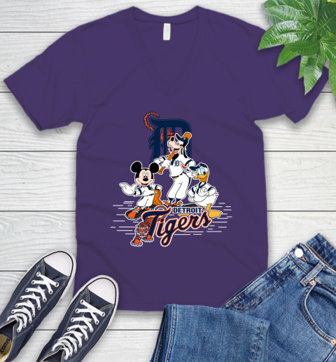 MLB Detroit Tigers Mickey Mouse Donald Duck Goofy Baseball T Shirt V-Neck T-Shirt 9