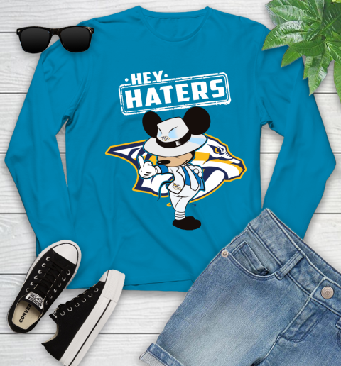 NHL Hey Haters Mickey Hockey Sports Nashville Predators Youth Long Sleeve 8