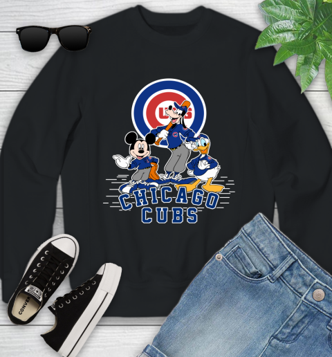 MLB Chicago Cubs Mickey Mouse Donald Duck Goofy Baseball T Shirt Youth Sweatshirt