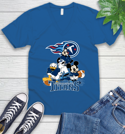NFL Tennessee Titans Mickey Mouse Donald Duck Goofy Football Shirt V-Neck T-Shirt 5