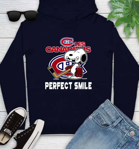 NHL Montreal Canadiens Snoopy Perfect Smile The Peanuts Movie Hockey T Shirt Youth Hoodie 3