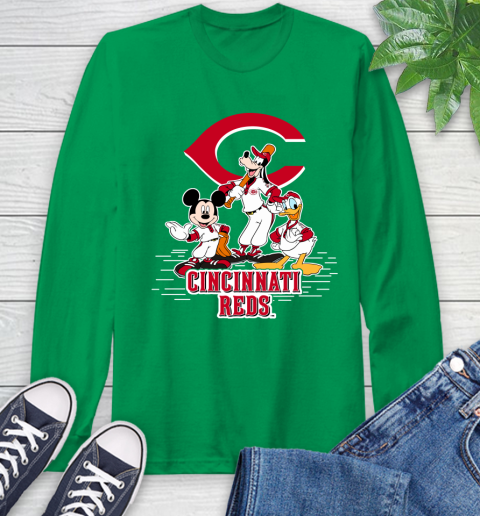 MLB Cincinnati Reds Mickey Mouse Donald Duck Goofy Baseball T Shirt Long Sleeve T-Shirt 8