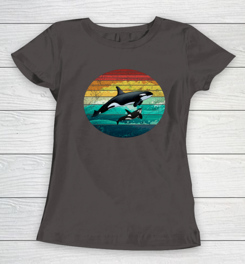 Orca Family Vintage Retro Art Killer Whale Family Women's T-Shirt 5