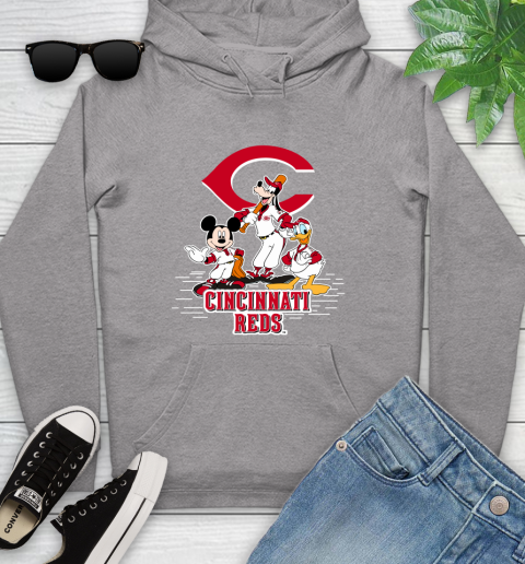 MLB Cincinnati Reds Mickey Mouse Donald Duck Goofy Baseball T Shirt Youth Hoodie 6