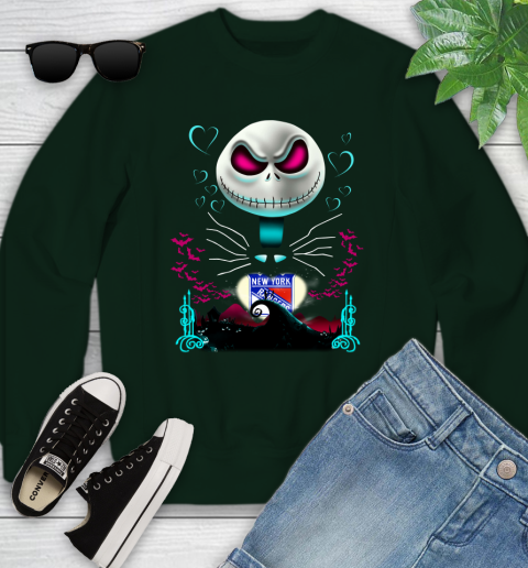 NHL New York Rangers Jack Skellington Sally The Nightmare Before Christmas Hockey Youth Sweatshirt 9