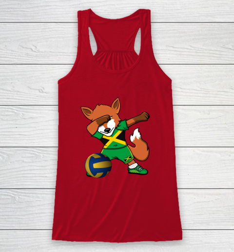 Dabbing Fox Jamaica Volleyball Fans Jersey Jamaican Racerback Tank 5