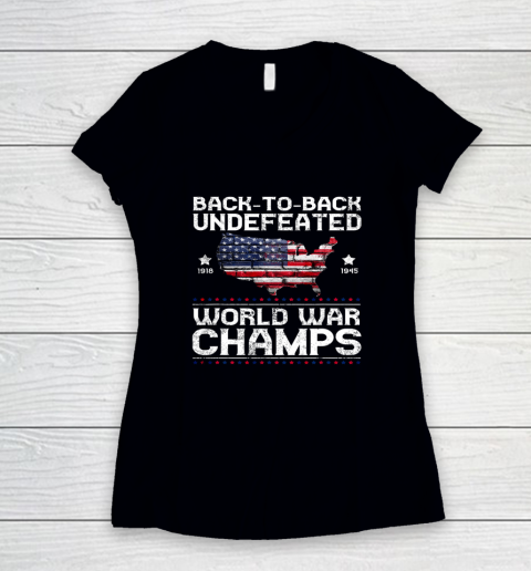 Back To Back Undefeated World War Champs Women's V-Neck T-Shirt