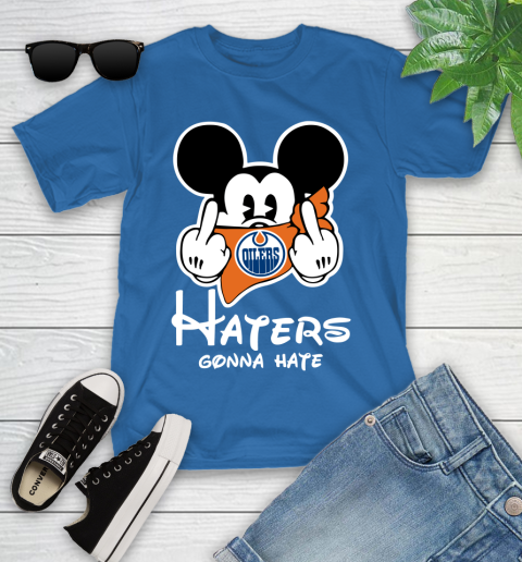 NHL Edmonton Oilers Haters Gonna Hate Mickey Mouse Disney Hockey T Shirt Youth T-Shirt 12