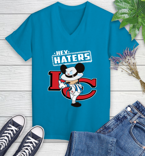 NFL Hey Haters Mickey Football Sports Kansas City Chiefs Women's V-Neck T-Shirt 7