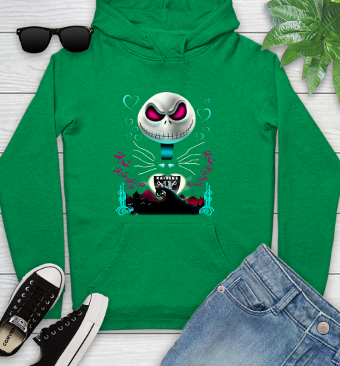 NFL Oakland Raiders Jack Skellington Sally The Nightmare Before Christmas Football Youth Hoodie 9
