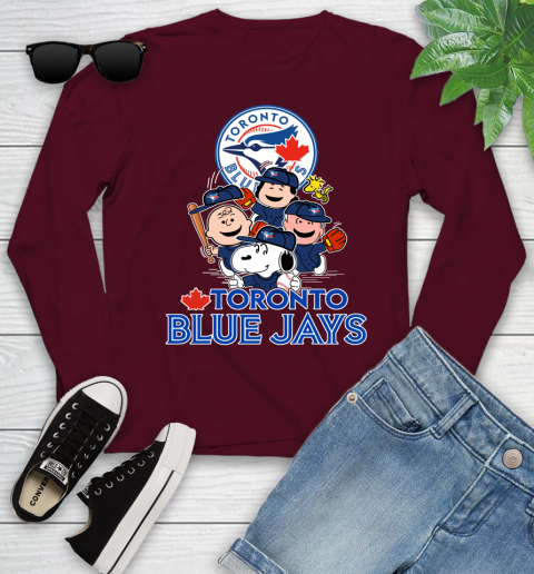 MLB Toronto Blue Jays Snoopy Charlie Brown Woodstock The Peanuts Movie Baseball T Shirt_000 Youth Long Sleeve 6