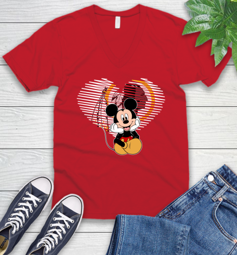 NFL Washington Redskins The Heart Mickey Mouse Disney Football T Shirt_000 V-Neck T-Shirt 6
