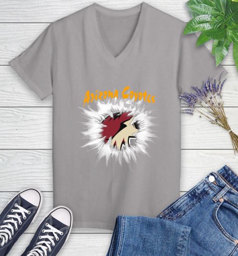 Arizona Coyotes NHL Hockey Adoring Fan Rip Sports Women's V-Neck T-Shirt 4