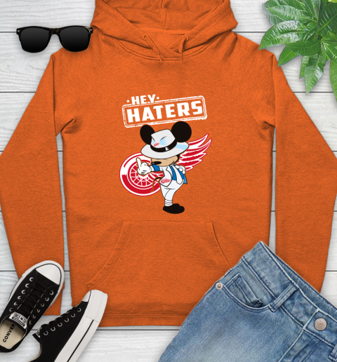 NHL Hey Haters Mickey Hockey Sports Detroit Red Wings Youth Hoodie 4