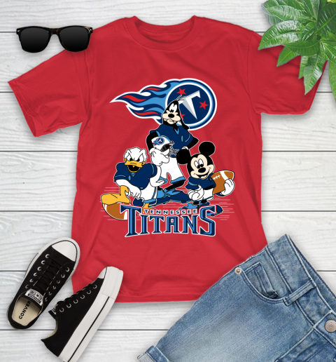 NFL Tennessee Titans Mickey Mouse Donald Duck Goofy Football Shirt Youth T-Shirt 13