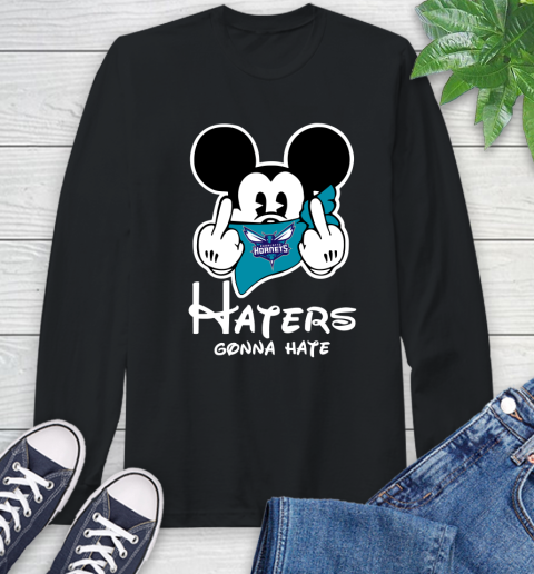 NBA Charlotte Hornets Haters Gonna Hate Mickey Mouse Disney Basketball T Shirt Long Sleeve T-Shirt