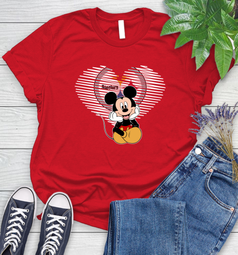 NFL Pittsburgh Steelers The Heart Mickey Mouse Disney Football T Shirt_000 Women's T-Shirt 13