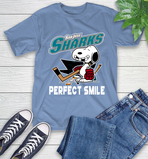 NHL San Jose Sharks Snoopy Perfect Smile The Peanuts Movie Hockey T Shirt T-Shirt 12