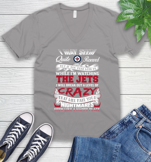 Winnipeg Jets NHL Hockey Don't Mess With Me While I'm Watching My Team V-Neck T-Shirt 3