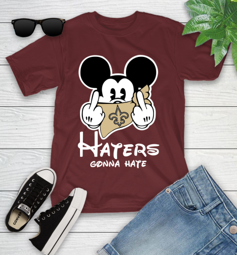 NFL New Orleans Saints Haters Gonna Hate Mickey Mouse Disney Football T Shirt Youth T-Shirt 14