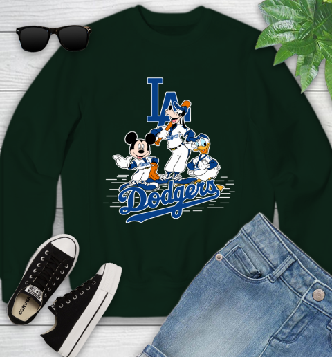 MLB Los Angeles Dodgers Mickey Mouse Donald Duck Goofy Baseball T Shirt Youth Sweatshirt 9