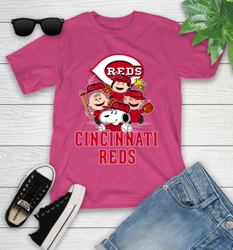 MLB Cincinnati Reds Snoopy Charlie Brown Woodstock The Peanuts Movie Baseball T Shirt_000 Youth T-Shirt 11
