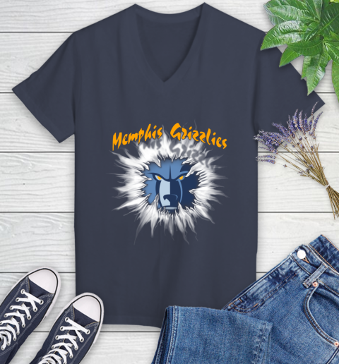 Memphis Grizzlies NBA Basketball Rip Sports Women's V-Neck T-Shirt 12