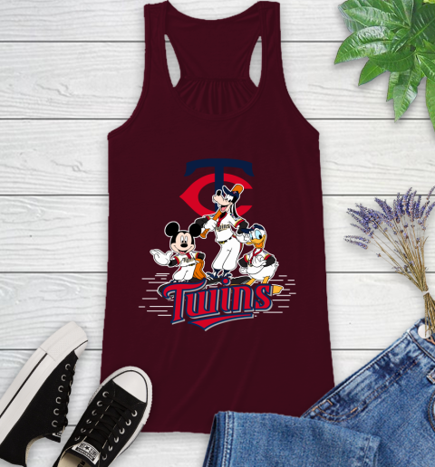 MLB Minnesota Twins Mickey Mouse Donald Duck Goofy Baseball T Shirt Racerback Tank 2