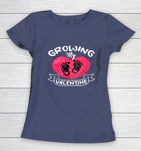Womens Growing My Valentine literally pregnant shirt Pregnancy Wife Women's T-Shirt 8