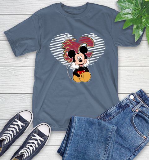 NHL Calgary Flames The Heart Mickey Mouse Disney Hockey T-Shirt 8